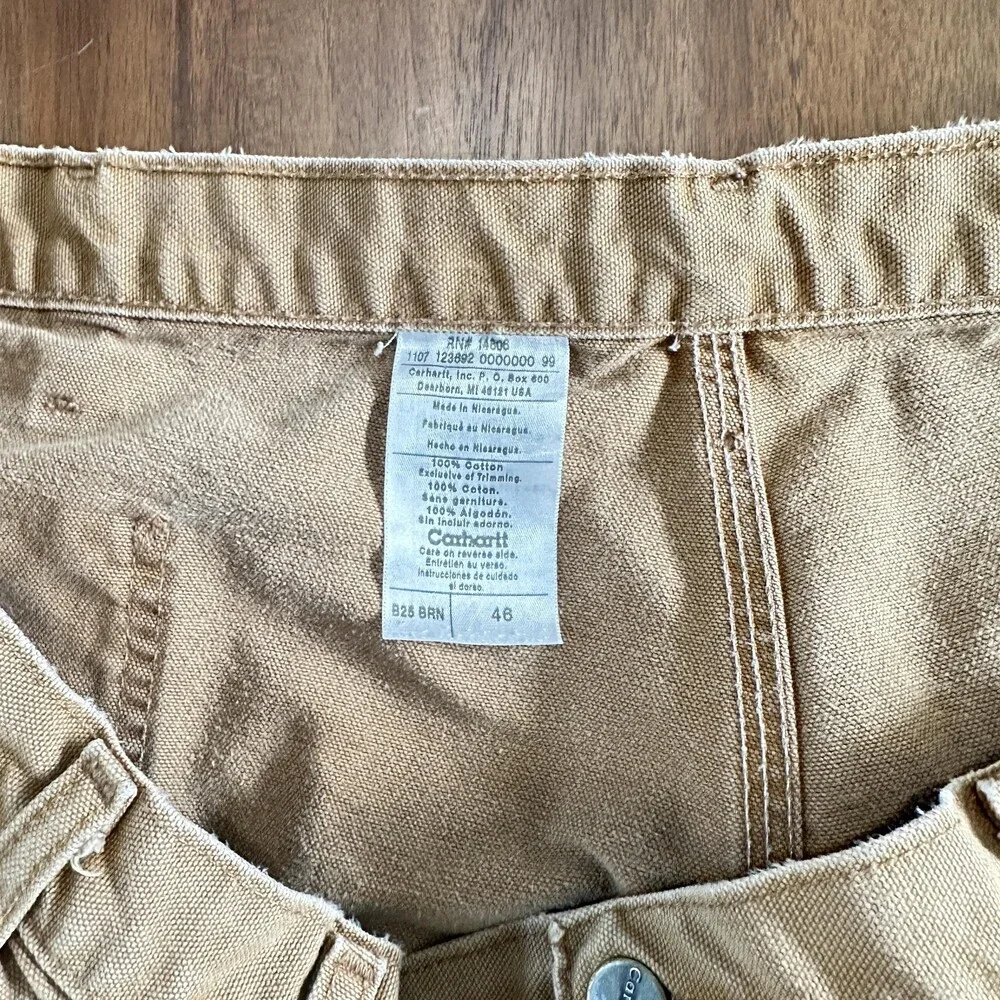 Carhartt Shorts Mens 46 Brown B25 Carpenter Work Canvas Utility Relaxed Fit